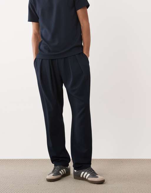 ASOS DESIGN - Joggingbroek van jacquard met rechte pijpen in marineblauw, 2 van 5