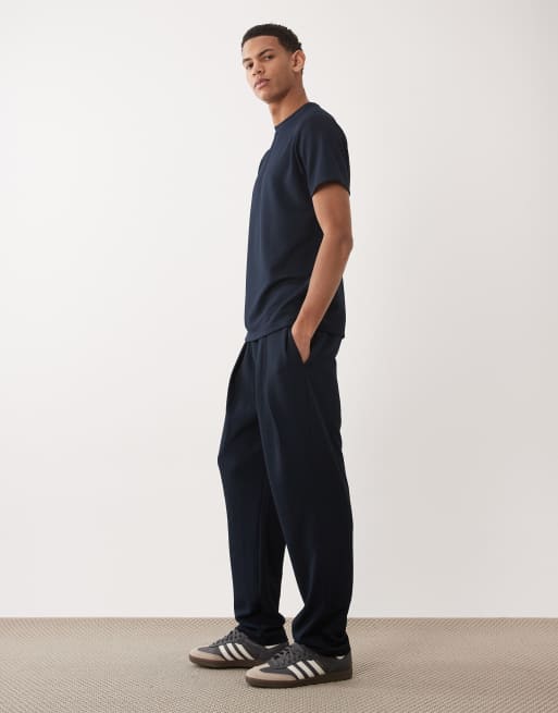 ASOS DESIGN - Joggingbroek van jacquard met rechte pijpen in marineblauw, 3 van 5