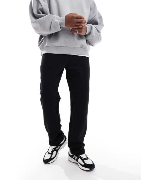 ASOS DESIGN - Joggingbroek van premium zware stof met rechte pijpen in zwart - view 1