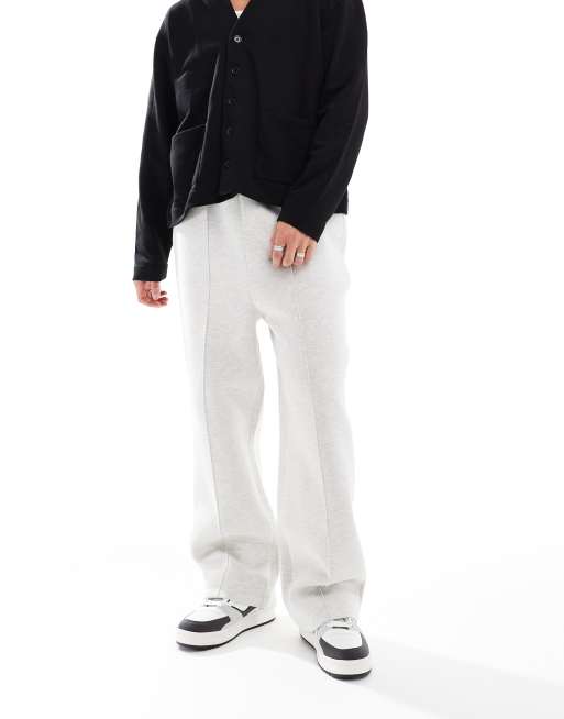 ASOS DESIGN - Joggingbroek van scubastof met rechte pijpen in gemêleerd wit 