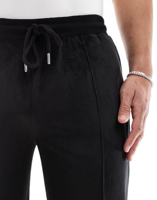 ASOS DESIGN - Joggingbroek van velour met rechte pijpen in zwart, 4 van 5