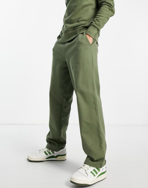 ASOS DESIGN - Joggingbroek van zware kwaliteit met wijde pijpen in khaki
