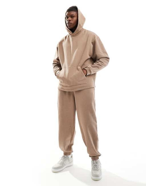 ASOS DESIGN - Joggingbukser i vasket brun