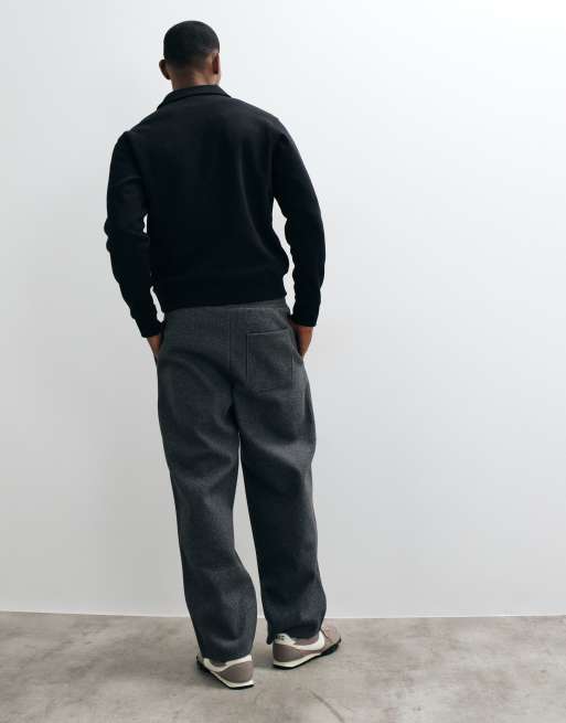 ASOS DESIGN joggingbukser med brede ben i bomuldstwill i kulgrå, 5 af 5
