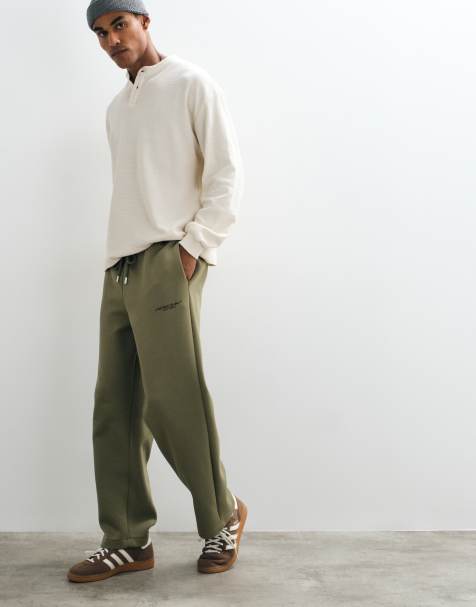 ASOS DESIGN joggingbukser med brede ben i scuba-lignende stof med broderi - view 1