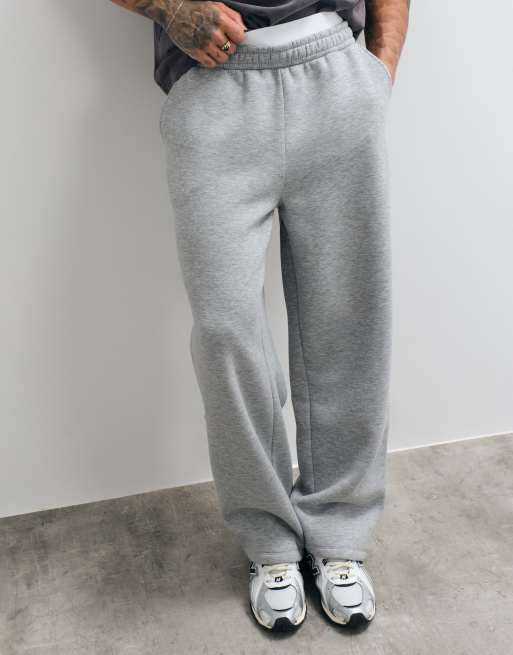 ASOS DESIGN joggingbukser med brede ben og dobbel linning i gråmeleret, 2 af 5