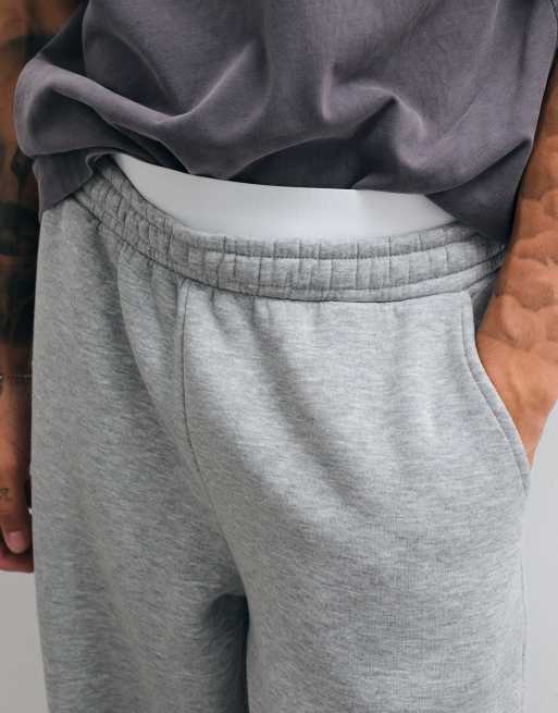 ASOS DESIGN joggingbukser med brede ben og dobbel linning i gråmeleret, 4 af 5