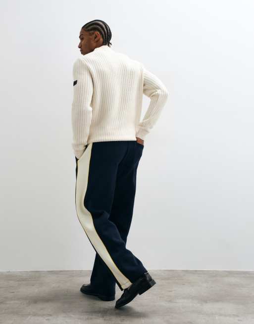 ASOS DESIGN joggingbukser med brede ben og piping i marineblå, 5 af 5