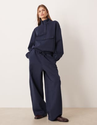 ASOS DESIGN - Jogginghose aus Interlock-Stoff in Marineblau, Kombiteil