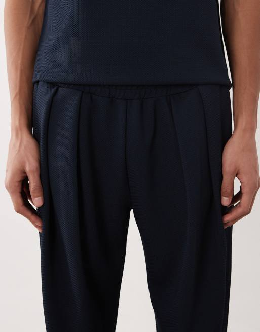 ASOS DESIGN – Jogginghose aus Jacquard in Marineblau mit geradem Schnitt, 4 von 5