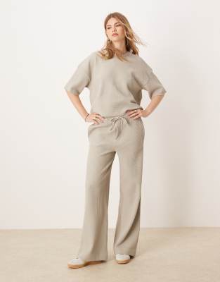 ASOS DESIGN - Jogginghose aus schwerem Material mit Waffelstruktur in hellem Khaki-Grün