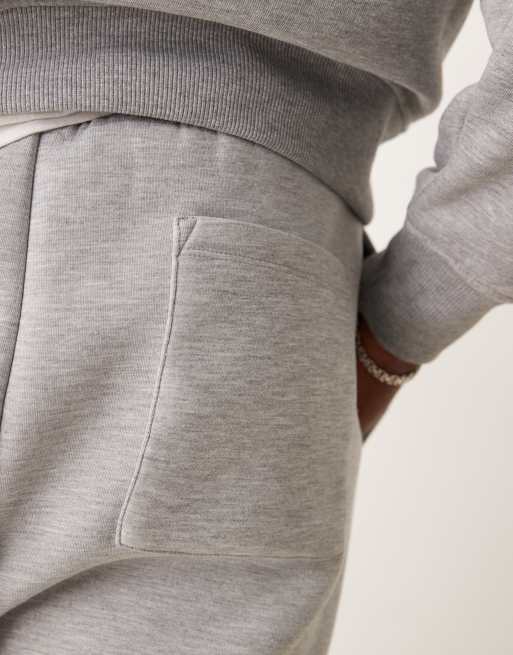 ASOS DESIGN – Jogginghose aus schwerem, neoprenartigem Material in meliertem Grau mit weitem Bein , 5 von 5