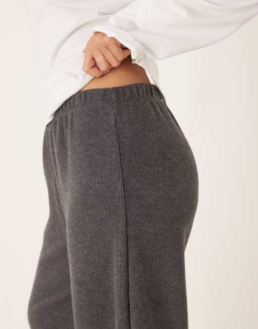 ASOS DESIGN – Jogginghose in Anthrazit mit weitem, abgerundetem Bein, Kombiteil, 5 von 5