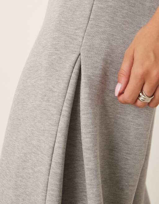 ASOS DESIGN – Jogginghose in Grau meliert mit weitem Bein und Falteneinsatz, 5 von 5