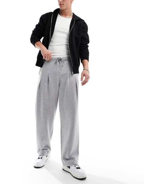 ASOS DESIGN – Jogginghose in Grau meliert mit weitem Bein - view 1