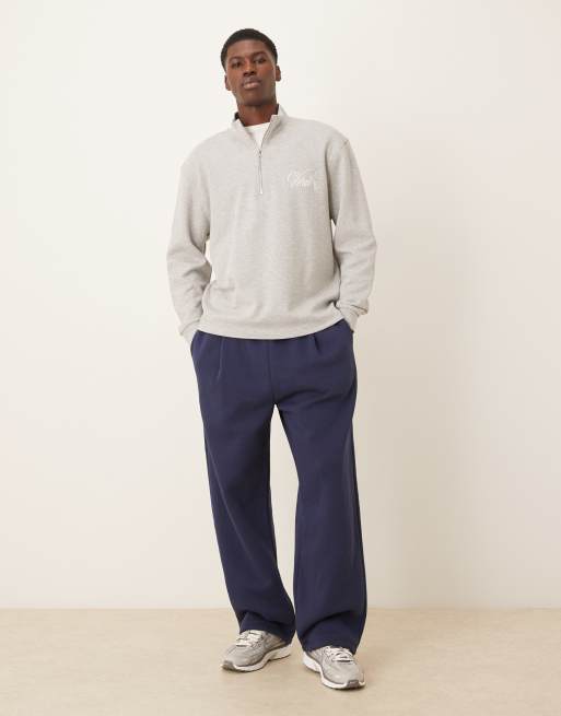 ASOS DESIGN – Jogginghose in Marineblau mit weitem Bein und Bundfalten, 2 von 5