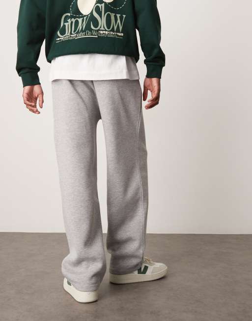 ASOS DESIGN – Jogginghose in meliertem Grau mit weitem Bein und abgenähter Saumfalte, 4 von 5