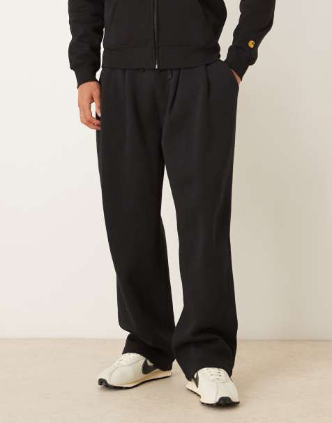 ASOS DESIGN – Jogginghose in Schwarz mit weitem Bein und Bundfalten - view 1