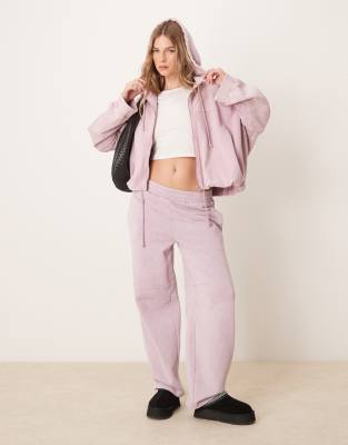 ASOS DESIGN - Jogginghose in verwaschenem Malve mit Barrel-Leg-Schnitt, Kombiteil-Lila