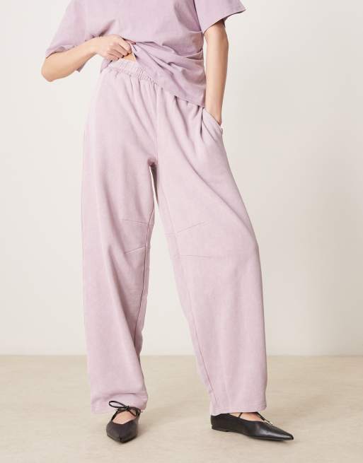 ASOS DESIGN – Jogginghose in verwaschenem Malve mit Barrel-Leg-Schnitt, Kombiteil, 2 von 5