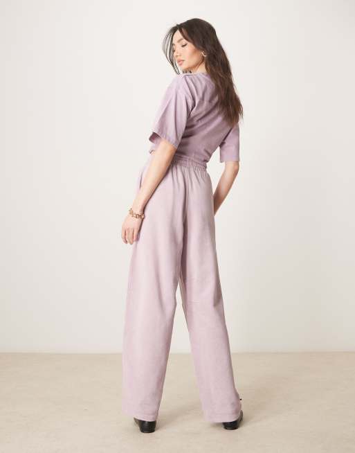 ASOS DESIGN – Jogginghose in verwaschenem Malve mit Barrel-Leg-Schnitt, Kombiteil, 4 von 5