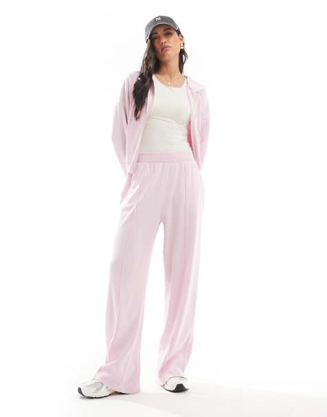 ASOS DESIGN – Jogginghose in verwaschenem Rosa mit Waffelstruktur, Kombiteil - view 1