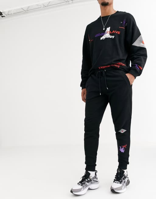 ASOS DESIGN – Kombiteil mit auffälligen Prints in Schwarz, 3 von 3