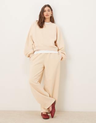 ASOS DESIGN - Jogginghose mit weitem, abgerundetem Bein in Taupe, Kombiteil-Blonde