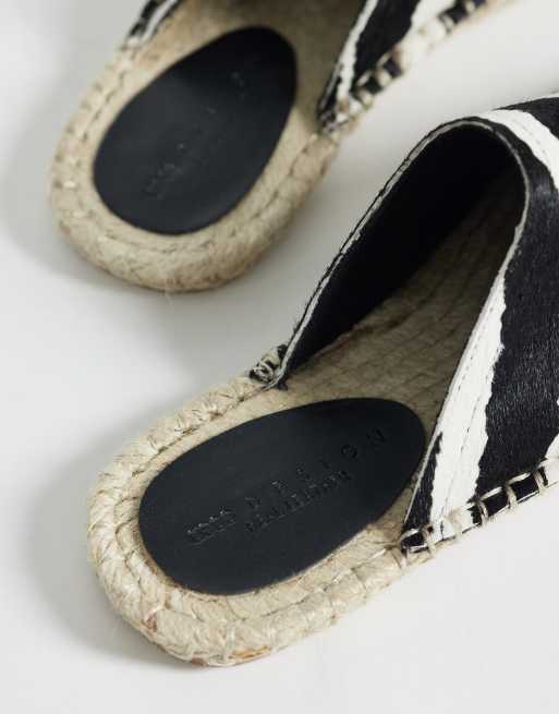 ASOS DESIGN Joline espadrille mule sandal in hair on real leather with zebra print, 4 of 4