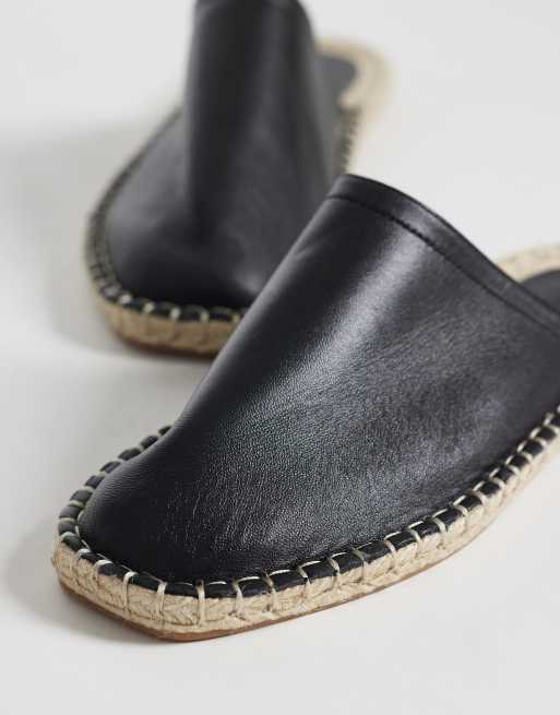 ASOS DESIGN – Joline – Svarta espadrillos i läder med öppen häl, 3 av 4