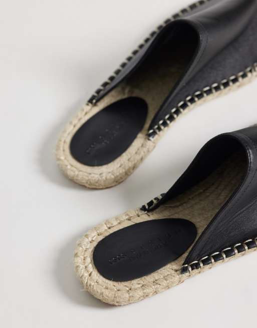 ASOS DESIGN – Joline – Svarta espadrillos i läder med öppen häl, 4 av 4