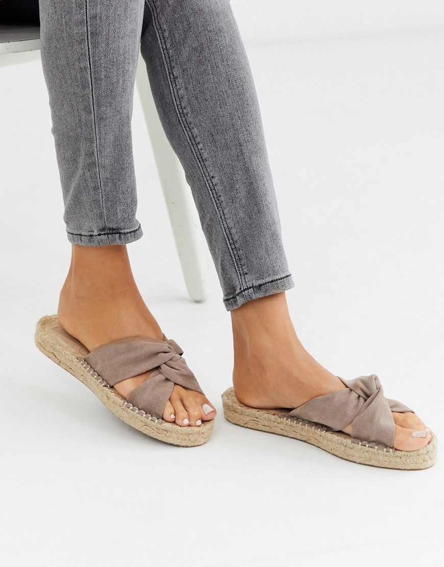 ASOS DESIGN Jolly knotted mule espadrille in beige-Neutral