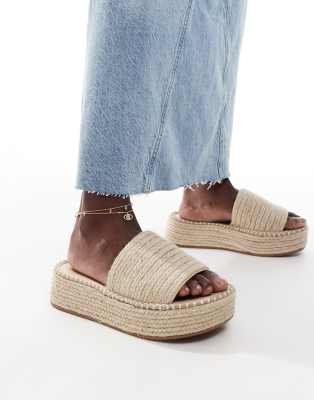 ASOS DESIGN - Jordyn - Espadrille-Sandalen in Naturfarbe mit Plateausohle-Neutral