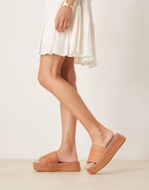 ASOS DESIGN Jordyn flatform espadrille mule sandals in orange