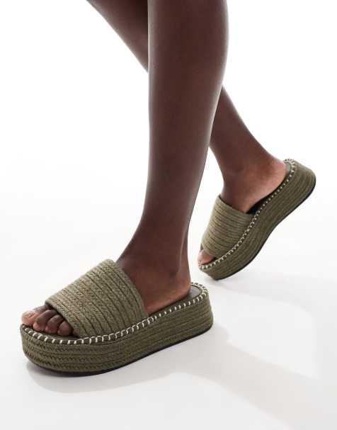 ASOS DESIGN – Jordyn – Kakifärgade espadrillos med flatform-sula - view 1