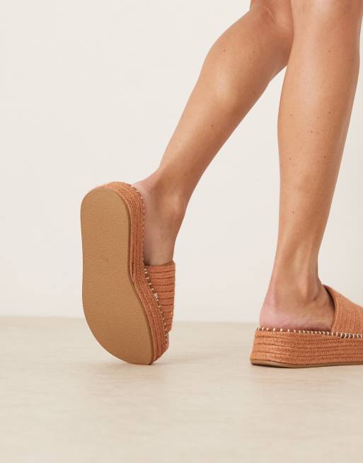 ASOS DESIGN - Jordyn - Sandali flatform stile espadrilles color albicocca, 4 di 4