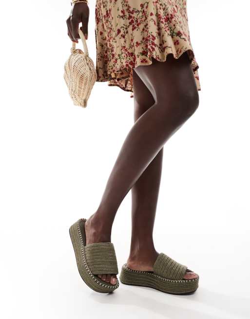 ASOS DESIGN - Jordyn - Sandali flatform stile espadrilles kaki, 2 di 4