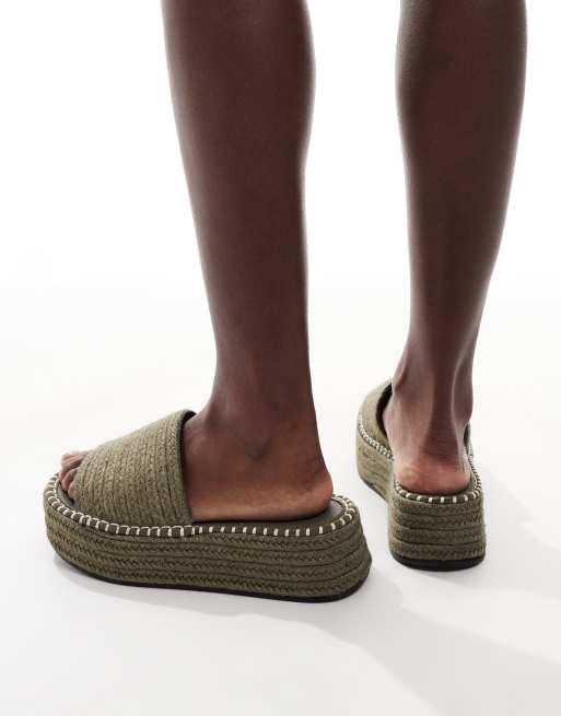 ASOS DESIGN - Jordyn - Sandali flatform stile espadrilles kaki, 4 di 4