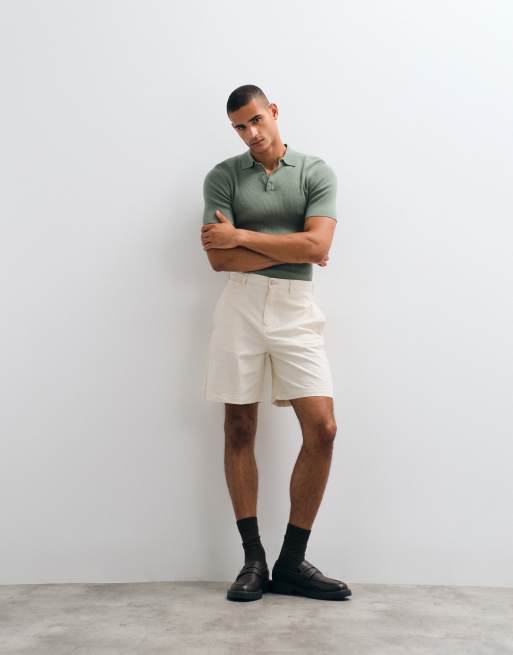 ASOS DESIGN jort mi-long en mélange de lin écru, 2 de 5