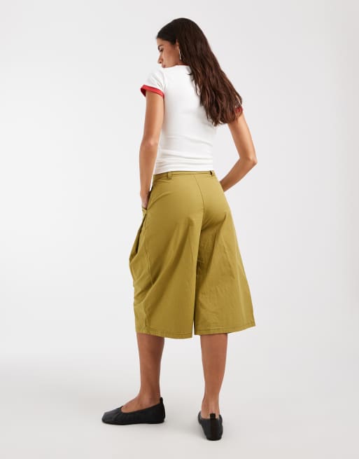 ASOS DESIGN jort plissé en sergé blush kaki, 5 de 5