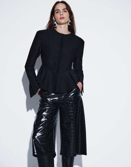 ASOS DESIGN jort spalmati effetto coccodrillo neri, 4 di 5