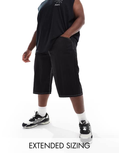 ASOS DESIGN jort style short in black nylon with contrast detail - view 1