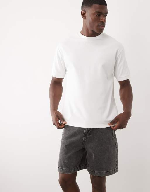 ASOS DESIGN - Jorts ampi nero slavato con strappi, 3 di 5