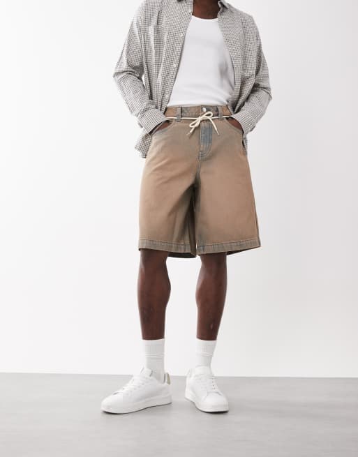 ASOS DESIGN - Jorts bermuda di jeans color ambra con laccetti