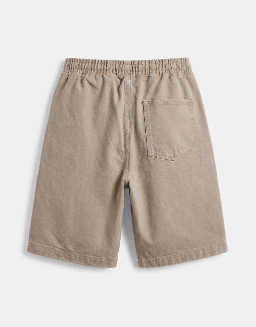 ASOS DESIGN - Jorts cargo di jeans ampi kaki lavaggio vintage , 7 di 9
