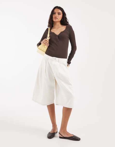 ASOS DESIGN - Jorts con cavallo basso in denim écru - view 1