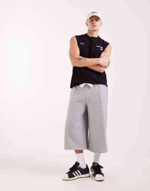 ASOS DESIGN - Jorts corti oversize in jersey grigio mélange