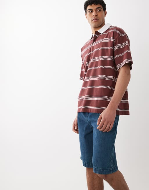 ASOS DESIGN - Jorts di jeans ampi blu medio slavato con pieghe , 3 di 5