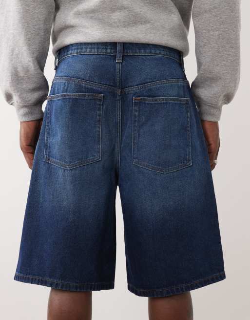 ASOS DESIGN - Jorts di jeans ampi blu scuro slavato , 4 di 5