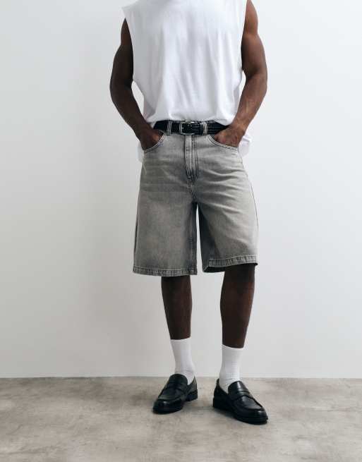 ASOS DESIGN - Jorts di jeans ampi grigi , 2 di 5